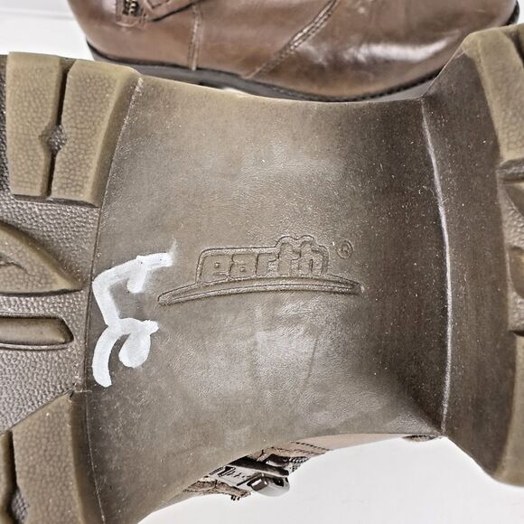 Earth Drumlin Boots Women's Size 7.5D Leather Moto Block Heel Buckle Side Zip - Picture 11 of 11